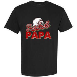 Papa Flag Baseball Fathers Day Garment-Dyed Heavyweight T-Shirt