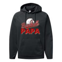 Papa Flag Baseball Fathers Day Performance Fleece Hoodie