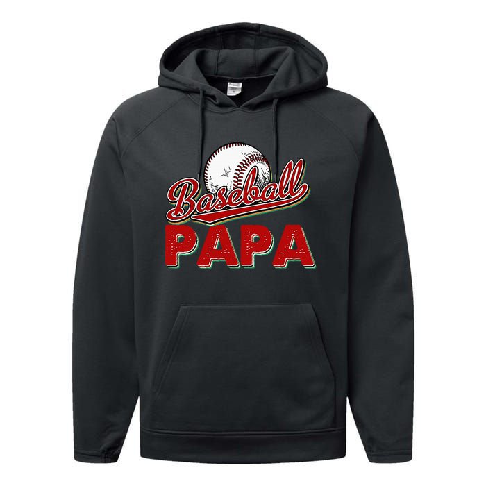 Papa Flag Baseball Fathers Day Performance Fleece Hoodie