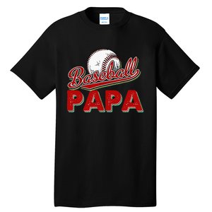 Papa Flag Baseball Fathers Day Tall T-Shirt