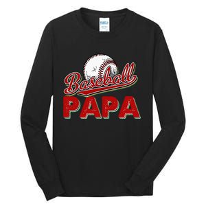 Papa Flag Baseball Fathers Day Tall Long Sleeve T-Shirt