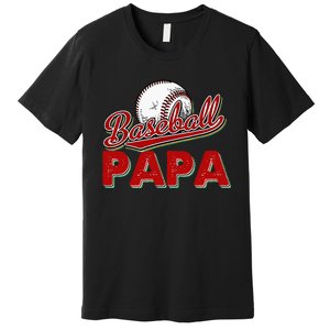 Papa Flag Baseball Fathers Day Premium T-Shirt