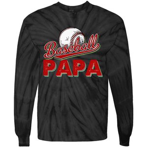 Papa Flag Baseball Fathers Day Tie-Dye Long Sleeve Shirt