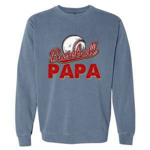 Papa Flag Baseball Fathers Day Garment-Dyed Sweatshirt