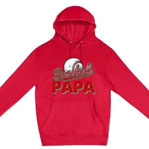 Papa Flag Baseball Fathers Day Premium Pullover Hoodie