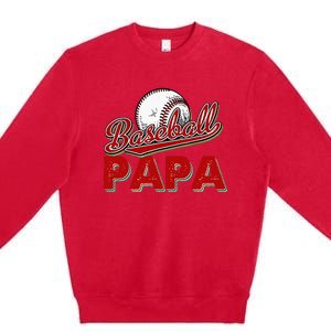 Papa Flag Baseball Fathers Day Premium Crewneck Sweatshirt