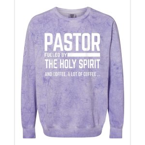 Pastor Fueled By Holy Spirit And Coffee Church Pastor Colorblast Crewneck Sweatshirt