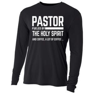 Pastor Fueled By Holy Spirit And Coffee Church Pastor Cooling Performance Long Sleeve Crew