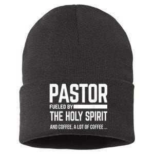 Pastor Fueled By Holy Spirit And Coffee Church Pastor Sustainable Knit Beanie