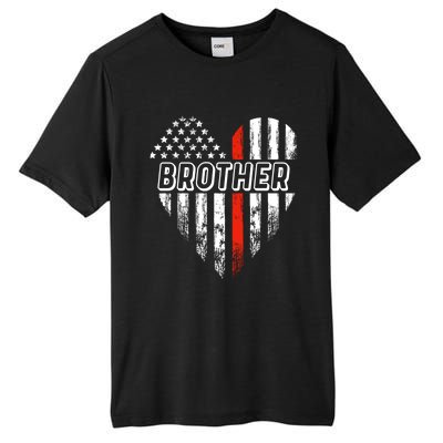 Proud Firefighter Brother American Flag Heart Gift Tall Fusion ChromaSoft Performance T-Shirt