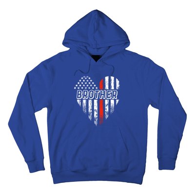 Proud Firefighter Brother American Flag Heart Gift Hoodie