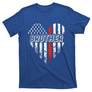 Proud Firefighter Brother American Flag Heart Gift T-Shirt