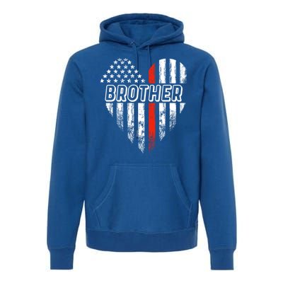 Proud Firefighter Brother American Flag Heart Gift Premium Hoodie