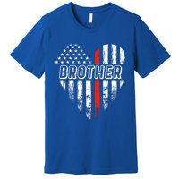 Proud Firefighter Brother American Flag Heart Gift Premium T-Shirt