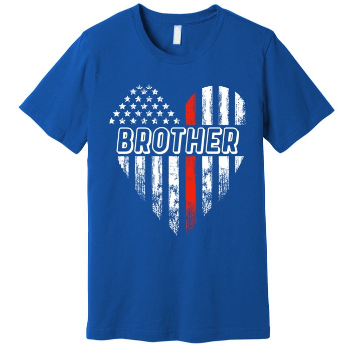 Proud Firefighter Brother American Flag Heart Gift Premium T-Shirt