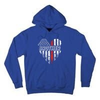 Proud Firefighter Brother American Flag Heart Gift Tall Hoodie