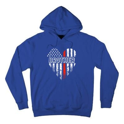 Proud Firefighter Brother American Flag Heart Gift Tall Hoodie