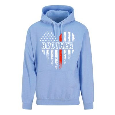 Proud Firefighter Brother American Flag Heart Gift Unisex Surf Hoodie