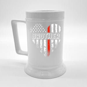 Proud Firefighter Brother American Flag Heart Gift Beer Stein