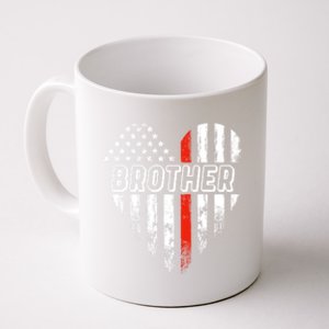 Proud Firefighter Brother American Flag Heart Gift Coffee Mug