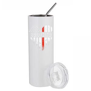 Proud Firefighter Brother American Flag Heart Gift Stainless Steel Tumbler