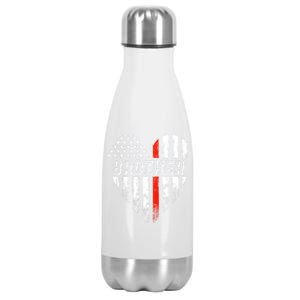 Proud Firefighter Brother American Flag Heart Gift Stainless Steel Insulated Water Bottle