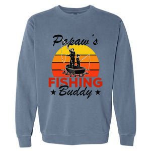 Papaws Fishing Buddy Funny Retro Dad Son Gift For Fisherman Garment-Dyed Sweatshirt