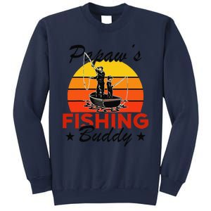 Papaws Fishing Buddy Funny Retro Dad Son Gift For Fisherman Sweatshirt