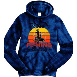 Papaws Fishing Buddy Funny Retro Dad Son Gift For Fisherman Tie Dye Hoodie