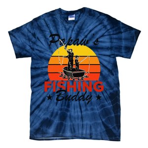 Papaws Fishing Buddy Funny Retro Dad Son Gift For Fisherman Tie-Dye T-Shirt