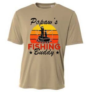 Papaws Fishing Buddy Funny Retro Dad Son Gift For Fisherman Cooling Performance Crew T-Shirt