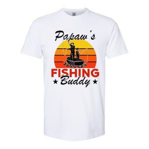 Papaws Fishing Buddy Funny Retro Dad Son Gift For Fisherman Softstyle CVC T-Shirt