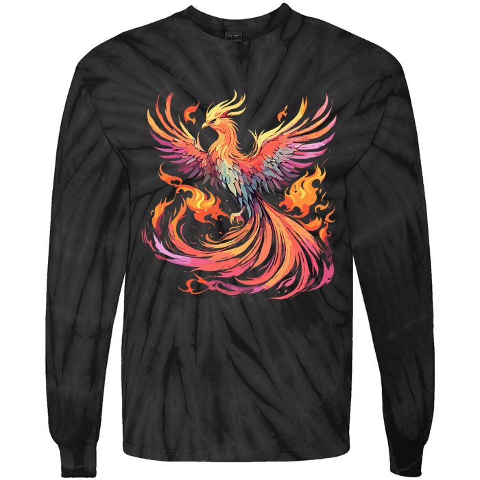 Phoenix Fire Bird Tie-Dye Long Sleeve Shirt