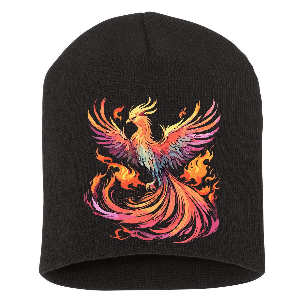 Phoenix Fire Bird Short Acrylic Beanie