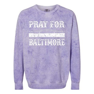 Pray For Baltimore Francis Scott Key Bridge Colorblast Crewneck Sweatshirt