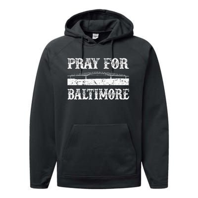 Pray For Baltimore Francis Scott Key Bridge Performance Fleece Hoodie