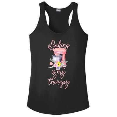 Pretty Floral Baking Is My Therapy Gift For Wo Ladies PosiCharge Competitor Racerback Tank