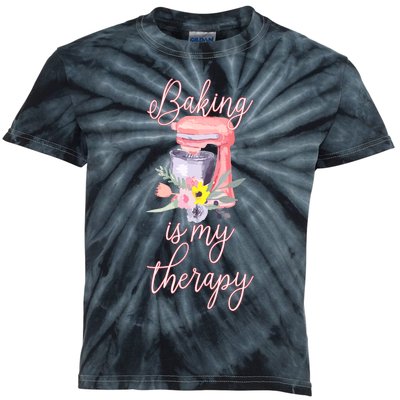 Pretty Floral Baking Is My Therapy Gift For Wo Kids Tie-Dye T-Shirt