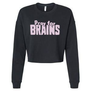 Pray For Brains Cropped Pullover Crew