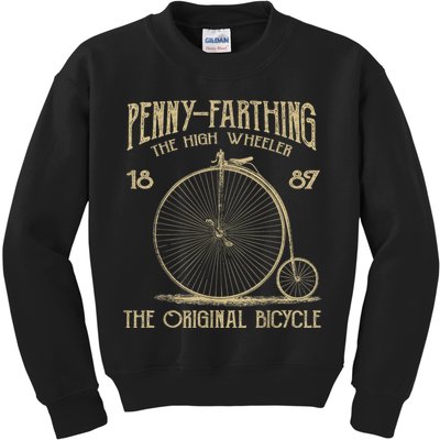 Penny Farthing Bike Retro Vintage Bicycle Kids Sweatshirt