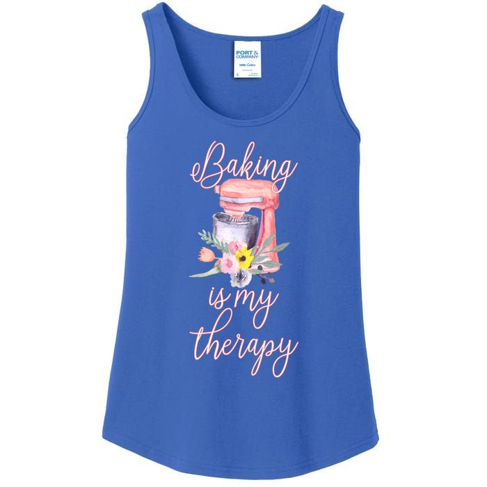 Pretty Floral Baking Is My Therapy Gift Great Gift Ladies Essential Tank