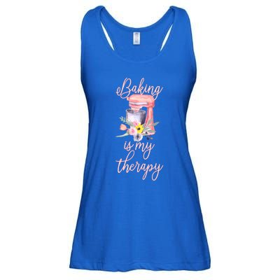 Pretty Floral Baking Is My Therapy Gift Great Gift Ladies Essential Flowy Tank