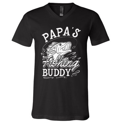 Papas Fishing Buddy V-Neck T-Shirt