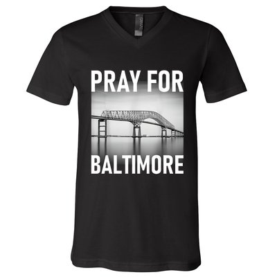 Pray For Baltimore Francis Scott Key | Baltimore Bridge V-Neck T-Shirt