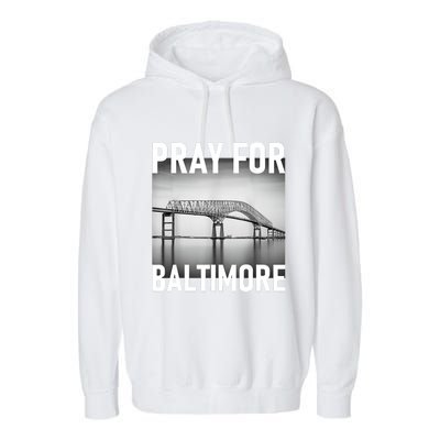 Pray For Baltimore Francis Scott Key | Baltimore Bridge Garment-Dyed Fleece Hoodie