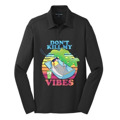 Parrot Fun Birb Memes Summer Cockatiel Don't Kill My Vibes Gift Silk Touch Performance Long Sleeve Polo