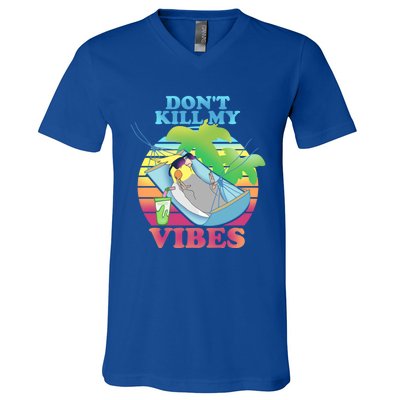 Parrot Fun Birb Memes Summer Cockatiel Don't Kill My Vibes Gift V-Neck T-Shirt