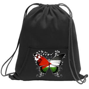 Palestine Flag Butterfly Sweatshirt Cinch Pack Bag