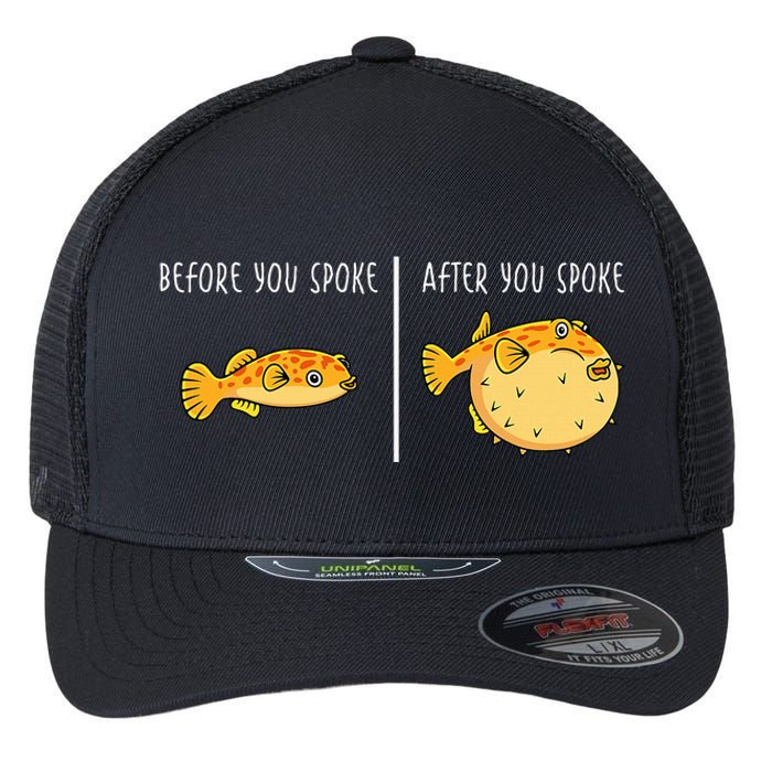 Puffer Fish Blowfish Funny Puffer Fish Flexfit Unipanel Trucker Cap