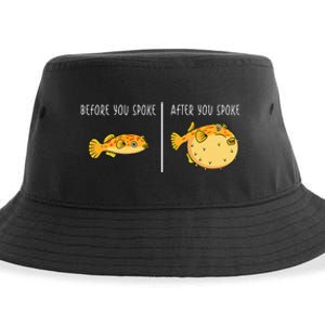 Puffer Fish Blowfish Funny Puffer Fish Sustainable Bucket Hat